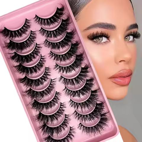 10 pairs of "8D Super Fluffy" cat eye false eyelashes - creating a dramatic eye makeup that cannot b