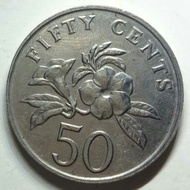Uang Koin Singapura 50 Cent Seri Bunga