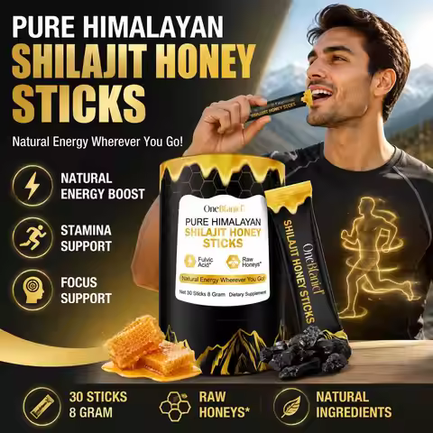 OneBotanical Pure Himalayan Shilajit Honey Sticks with 400mg Shilajit Resin and 2mg Saffron for Ener