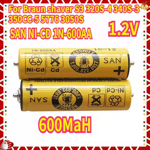 SAN NI-CD 1N-600AA 1.2V Battery For Braun shaver S3 320S-4 340S-3 350CC-5 5776 3050S battery with pi