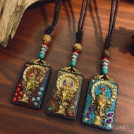 Hot SALE Retro Nepal Thangka Tibetan Amulet Long Necklace Ebony Pendant Accessories Tibetan Amulet S