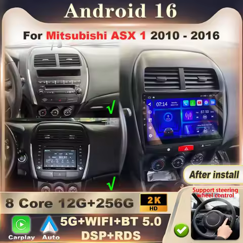 Android 16 For Mitsubishi ASX 1 2010 - 2016 Auto Car Radio CarPlay Multimedia Player Car Screen Moni