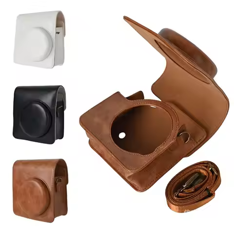 Retro Leather Bag for Fujifilm SQ6 Camera Shoulder Bag with Strap Lanyard Full Protective PU Case Co