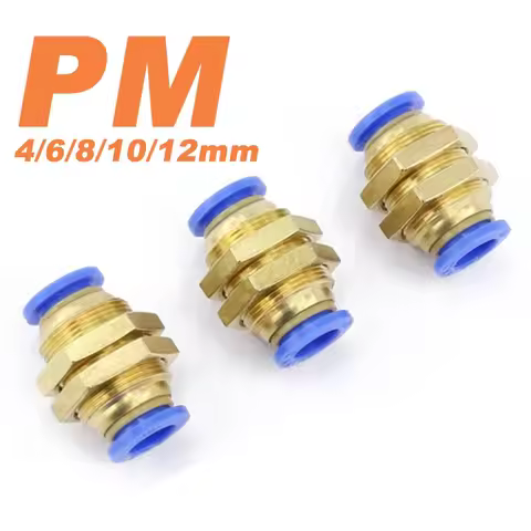 5PCS 4mm 6mm 8mm 10mm 12mm OD Tube PM Straight Pneumatic Air Fittings bulkhead union Push To Connect