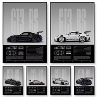 Cetakan kanvas minimalis 911 GT3 RS 718 GT4 RS kereta hiper kereta sukan kereta lumba poster seni di