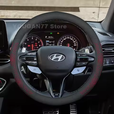 Leather Car Steering Wheel Cover For Hyundai i30 i30N Fastback 2017-2024 Non-slip Auto Steering Whee