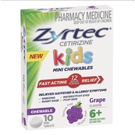 Zyrtec Kids Allergy & Hayfever Chewable Grape Tablets 10 Pack - Zyrtec children 10 Chewable Tablets