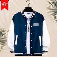 Men's Button Varsity Jacket Uniqlo Text SilverWanita Men's Distro Baseball/ Premium Quality Sweater/