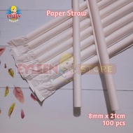 Paper Straw 8mm x 21cm, contents 100 pcs Paper Straws 8mm x 21cm | Sterile straws