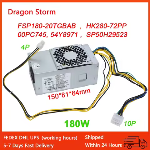 For Lenovo 10Pin 180W Power Supply PCE025 PCE010 PCG010 HK280-72PP FSP180-20TGBAB PA-2181-2 PA-2221-