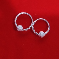 999PURE SILVER Frosted Beads with SILVER Ear Buckle Insert 999PURE SILVER