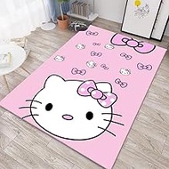 Pink Washable Runner Rug 2' 8" x 5' 3" Cute Cartoon Kitten Face Pattern Non-Slip Area Rugs Kawaii Ca