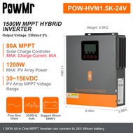 PowMr 1KW 1.5KW Off-Grid Hybrid Solar Inverter With 80A MPPT Solar Charge DC 12V 24V to 230V AC Max
