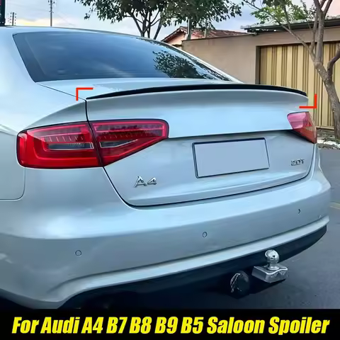 For Audi Accessories A4 B8 B9.5 B5 B6 B7 Saloon 2004+ Car Rear Trunk Spoiler Wing Gloss Black Soft P