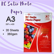 CUYI BRAND RC Rough Satin Photo Paper W/ Backprint 260GSM for Inkjet (20 sheets per pack) A3 SIZE
