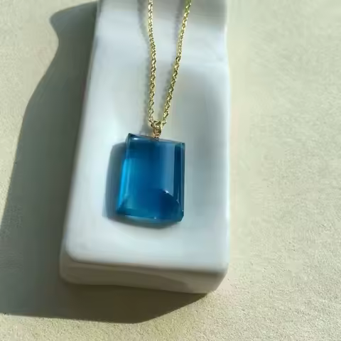 Natural Blue Aquamarine Rectangle Pendant 20*14.5*7.5mm Size Aquamarine Brazil Jewelry Women Fashion