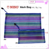 Niso Zip Bag A4 B5 A6 Mesh Bag / Document Zipper Bag / Plastic Pouch / Stationery Zip Pouch / File F