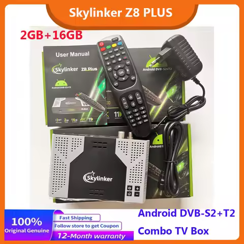 2025 Skylinker Z8 PLUS 4K Android 9.0 DVB-S2 T2 Hybrid TV Box 5G Wifi 2+16GB OTT+DVB-S2 FTA Decoder