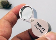 🔥 Hand Lens 30x21mm Loupe Geological Magnifier Triplet Jeweler Glass Geology Rock