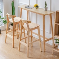 Solid Wood Bar Chair Bar Chair Milk Tea Shop Household Front Desk Retro High Stool Backrest Bar Stoo