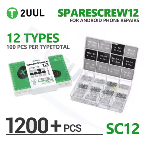 2UUL SC12 12-Type Android Replacement Phillip Screw Set 1200PCS/BOX for 98% Android Phone Repairs 12