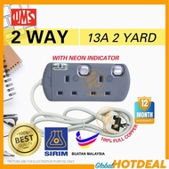 SIRIM UMS 8213-N 2 Way Wayar Extension Trailing Socket Extension Plug Power Socket Extension Cord Pl