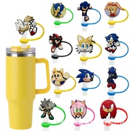 Sonic Cartoon Straw Cap Food Grade Silicone Dustproof Anti-spill Straw Stopper Reusable Decorative C