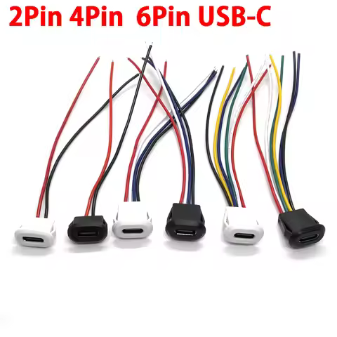 2P/4P/6P USB Type C Connector Jack Female Type-C With Card Buckle 3A High Current Fast Charging Jack