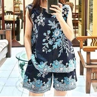 SETELAN BAJU TIDUR PIYAMA BATIK UNGGUL JAYA SETELAN BATIK CELANA PENDEK Setelan atasan batik babydol