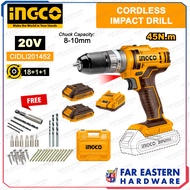 INGCO Cordless Impact Hammer Drill 10mm 20V w/ Battery &amp; Charger CIDLI201452 INPTCL
