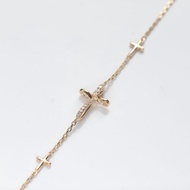 14K 金線條十字架手鍊