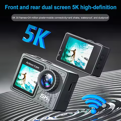 5K 4K 60FPS Action Camera Anti-shake WIFI Sports DV Cam Dual Screen Diving Mini DV Camera 170° Wide
