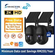 MHXCEES 2K CCTV 4G Solar Wireless CCTV+99Years Free Data[No WiFi/SimCard/Electricity Need]-2-Pack