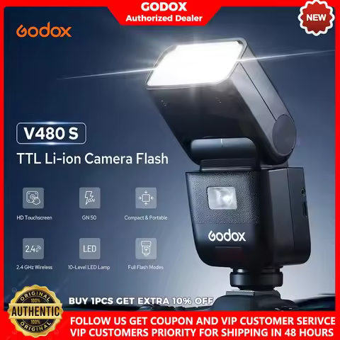 Godox V480 GN50 Rechargeable Flash Speedlite for Canon Nikon Sony Fuji Olympus Camera with TTL HSS 1