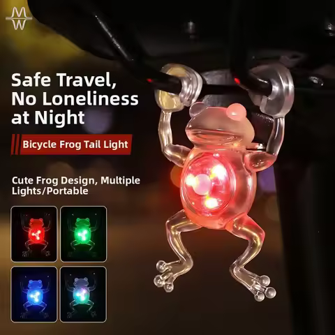 Cute Frog-Shaped LED Bike Tail Light, Waterproof Multi-Color Safety Warning Light