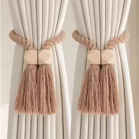 2pcs log curtain straps a pair of magnetic absorption buckles decorative creative tassel tie rope ti