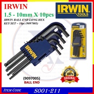 IRWIN 10PCS METRIC BALL ENDED LONG ARM HEX KEY SET 9097005 1.5 - 10mm (S001-211)
