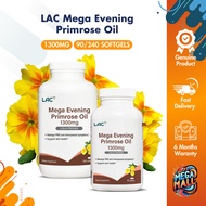 LAC Mega Evening Primrose Oil 1300mg - Health Supplement, Hormonal Balance & Skin Care Support