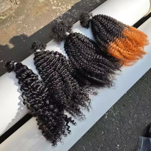 4C Afro Kinky Curly Locks Hair Extensions Microlocs Human Braiding Hair Bulk Hair for Braiding Croch