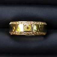 แหวนพลอยบุษราคัมน้ำทองบางกะจะ(Yellow Sapphire) เรือนเงินแท้ 92.5% ชุบทอง ประดับข้างพลอยบุษราคัม ไซด์นิ้ว55 หรือเบอร์ 7.5US