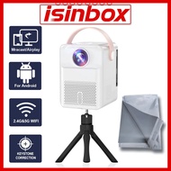 ISINBOX เครื่องฉายวิดีโอ LED สมาร์ท Wifi เครื่องฉายภาพโรงหนังโฮมเธียเตอร์โปรเจคเตอร์ขนาดเล็กแบบพกพา X8ขนาด1280*720 1080P
