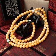 緬甸黃玉8mm 108顆 玉石設計 緬黃佛珠 念珠飾品 蜜蠟色 天然硨磲
