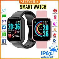 MIZORA Y68 Smart Watch Androind IOS Jam Tangan Wanita Lelaki Smart Band Fitness Tracker Heart Rate B