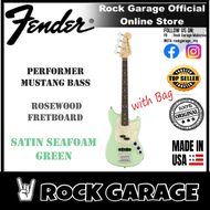 Fender American Performer Mustang Bass Guitar, Rosewood Fretboard - Satin Seafoam Green