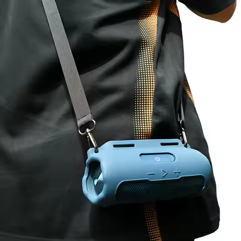 Silicone Case with Shoulder Strap Portable Travel Soft Cover Protective Skin Case for JBL FLIP 7 Blu