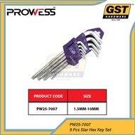 Prowess 9 Pcs Star/Ball Point hex Allen Key Set 1.5MM-10MM | Star Allen Key | Ball Point Allen Key |