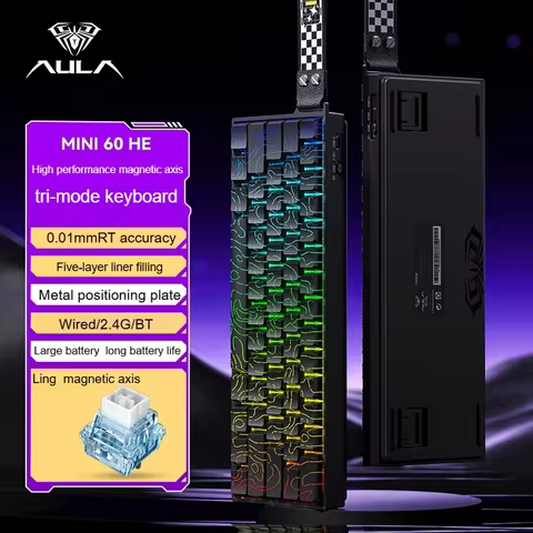 AULA MINI 60HE Magnetic Keyboard Wireless 60% Rapid Trigger 8K Return Esports Customize RGB Magnetic
