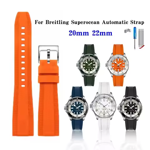 20mm 22mm Rubber Watchband For Breitling Superocean Automatic Strap Silicone Wristband Waterproof Br