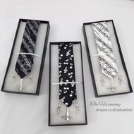 Music Slim Tie Set | Music Tie Set (Tie + Cufflink + Tie Clip + Gift Box + Free Card)