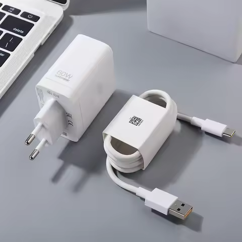 Realme 80W SuperVOOC EU Charger Fast Charging Power Adapter 1/1.5/2M USB C Cable For Realme 13 12 Pr